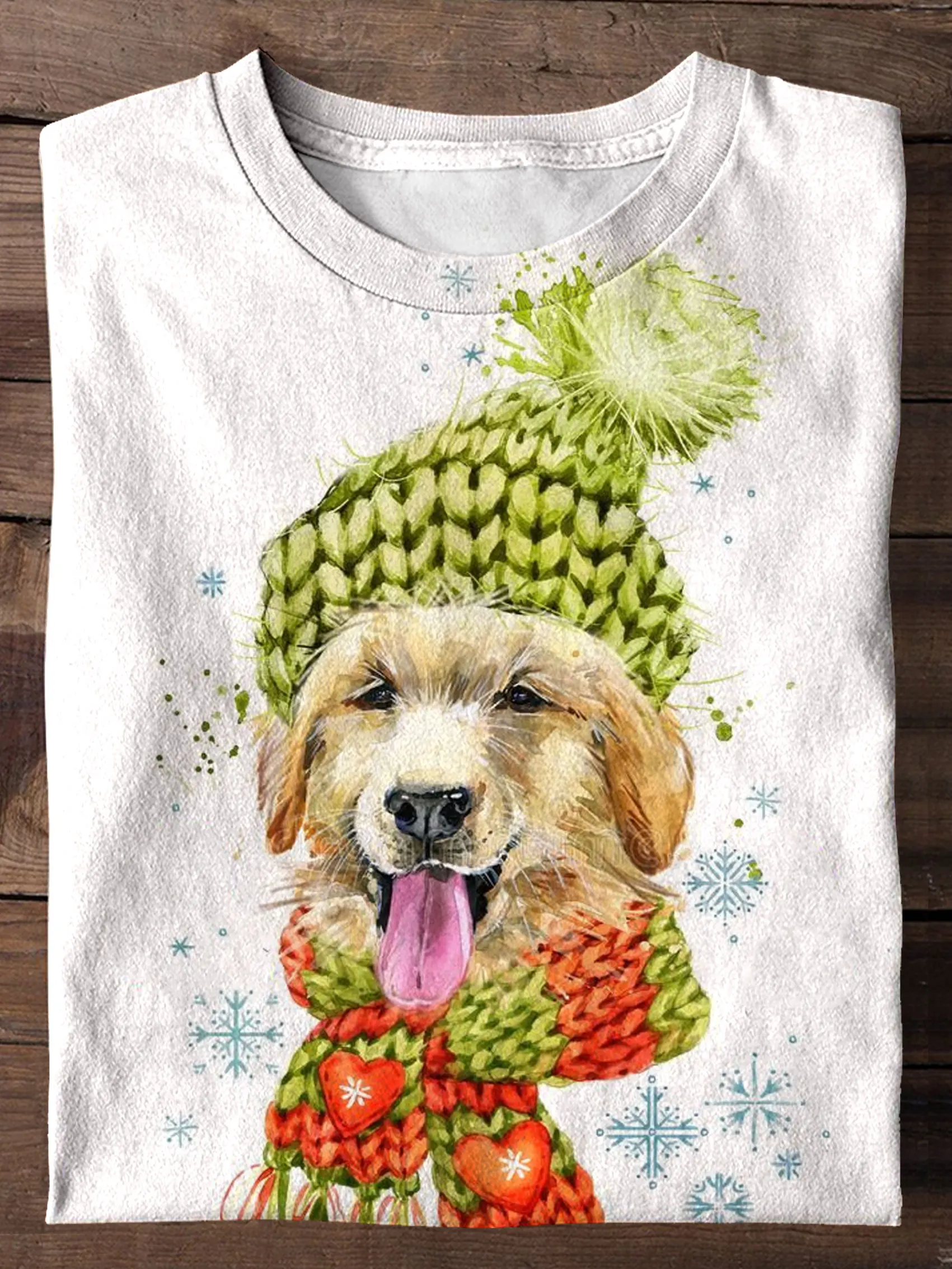 Зимна тениска с принтом сладък кученце, есенно-зимни тънки дамски и мъжки блузи с къс ръкав