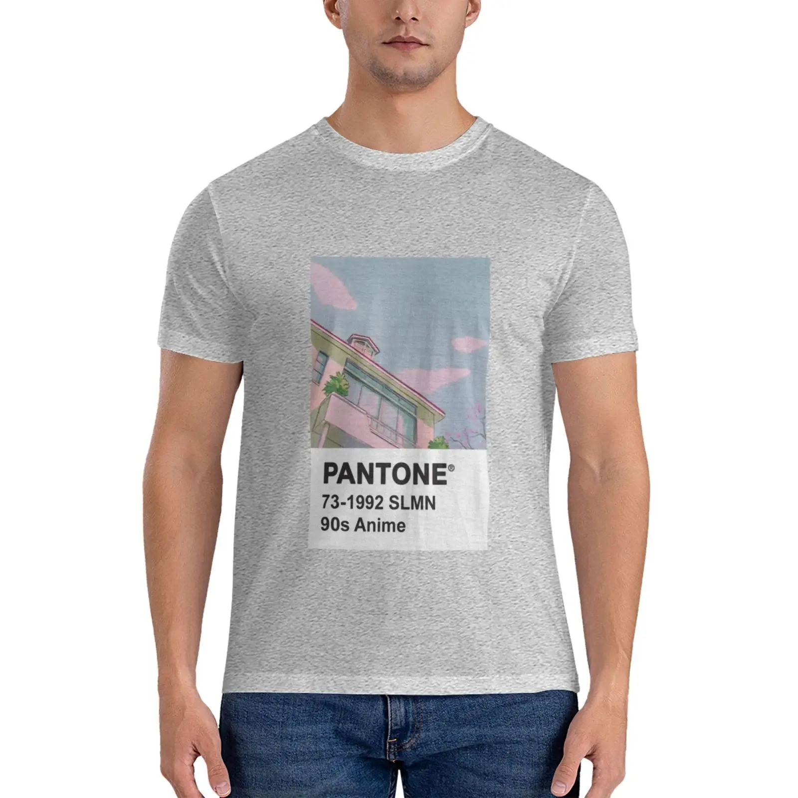 Класическа тениска с аниме PANTONE 90-те години, риза с домашен любимец принтом за момчета, бързосъхнеща риза, мъжки дрехи