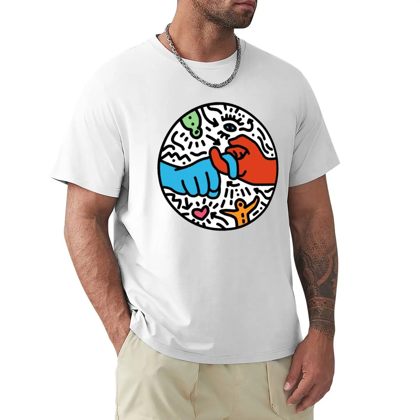 ASL sign up for Friend-бяла тениска в стил поп-арт, красиви върхове, летен топ, мъжки памучни ризи